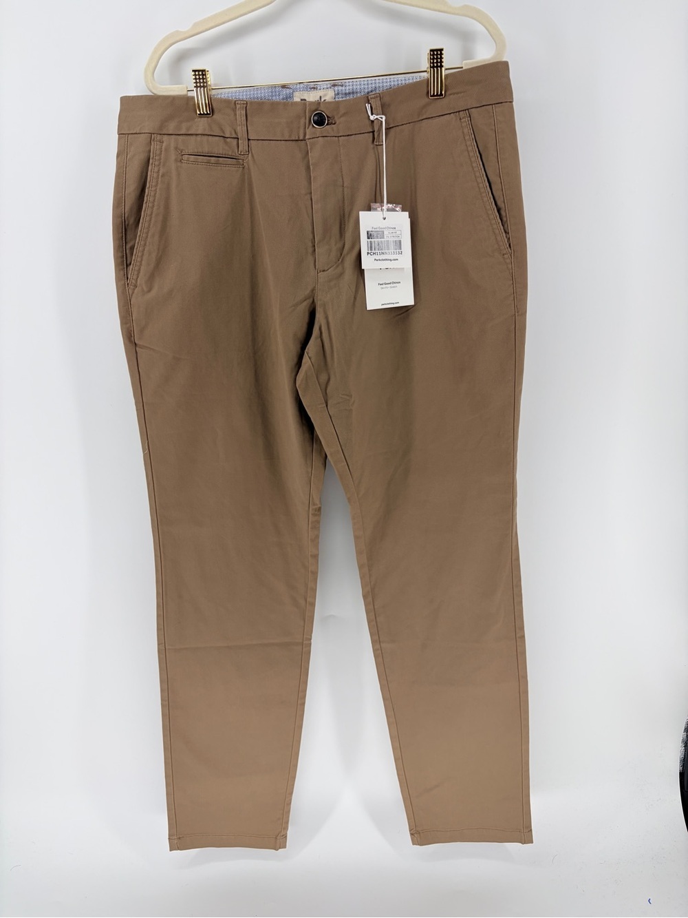 Men’s Perk Feel Good Chinos Dark Khaki Slim Fit Stretch 35x32